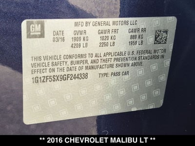 2016 Chevrolet Malibu LT 2LT 2.0