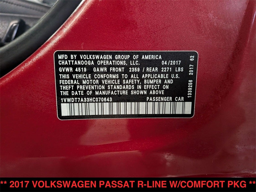 2017 Volkswagen Passat 1.8T R-Line