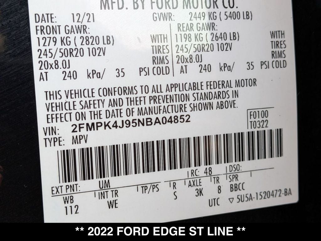 2022 Ford Edge ST Line