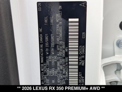 2026 Lexus RX 350 Premium+