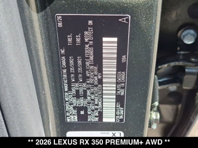 2026 Lexus RX PREMIUM PLUS
