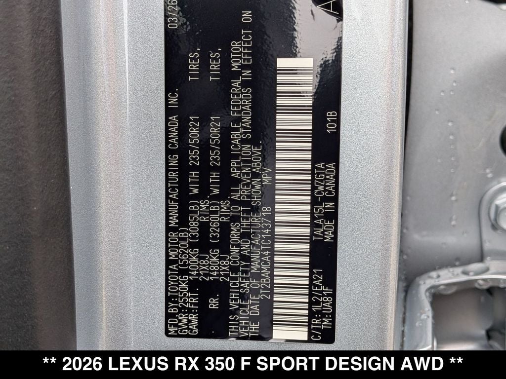 2026 Lexus RX F SPORT DESIGN