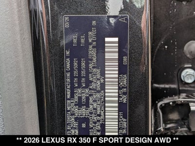 2026 Lexus RX 350 F SPORT Design