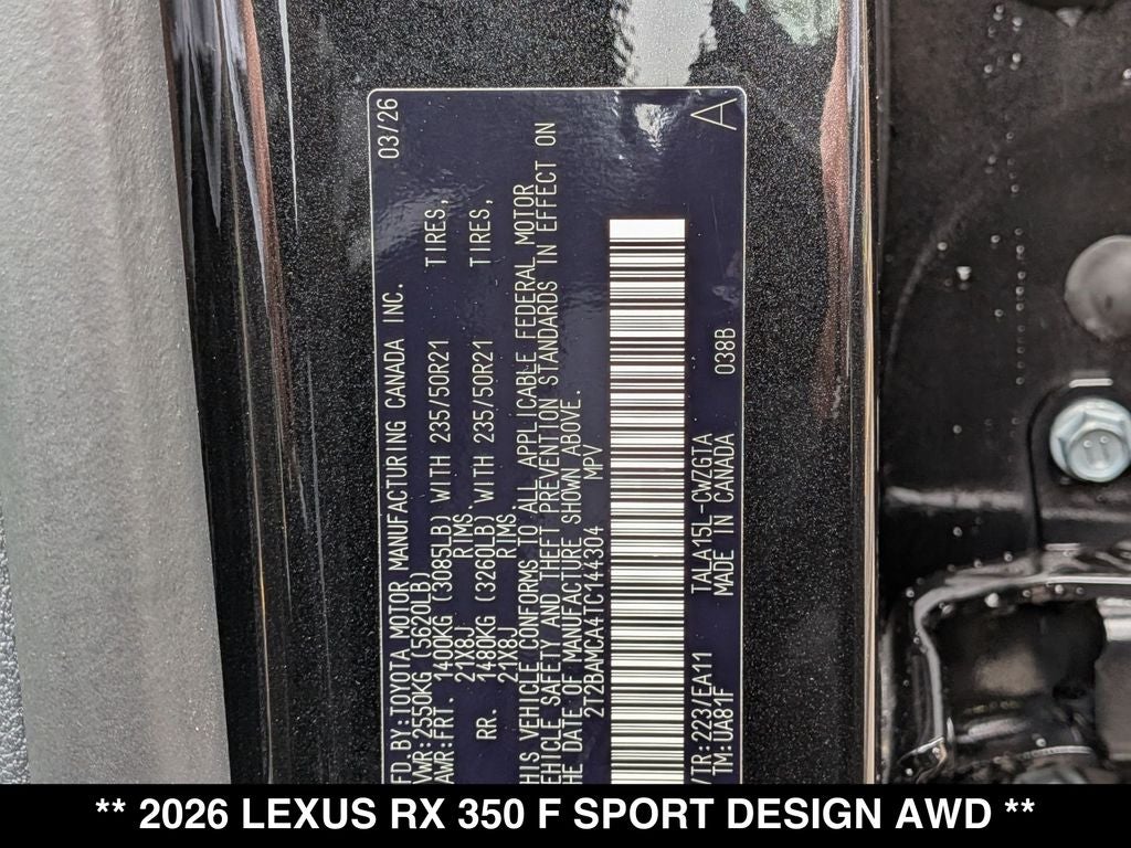 2026 Lexus RX 350 F SPORT Design