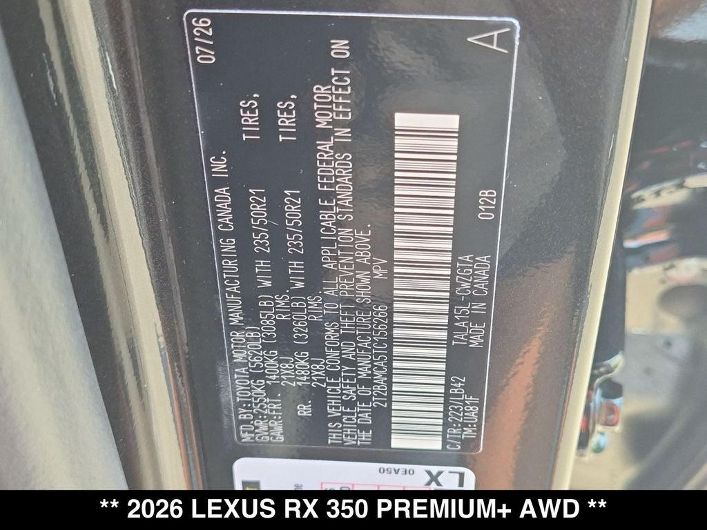 2026 Lexus RX PREMIUM PLUS