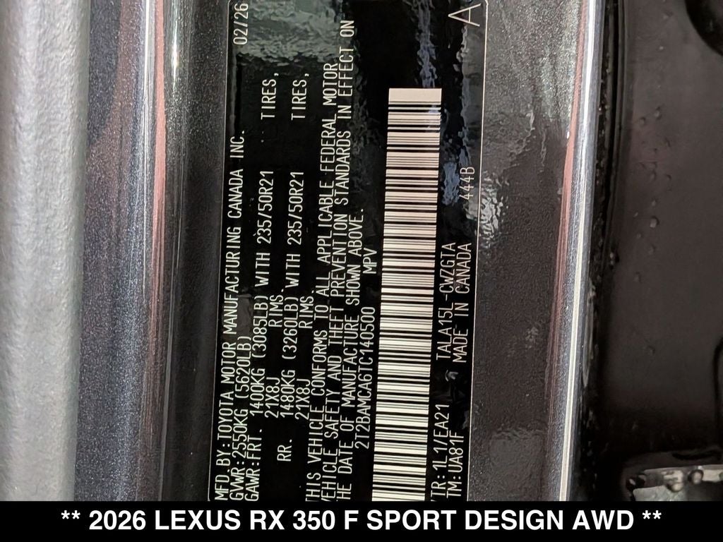 2026 Lexus RX 350 F SPORT Design