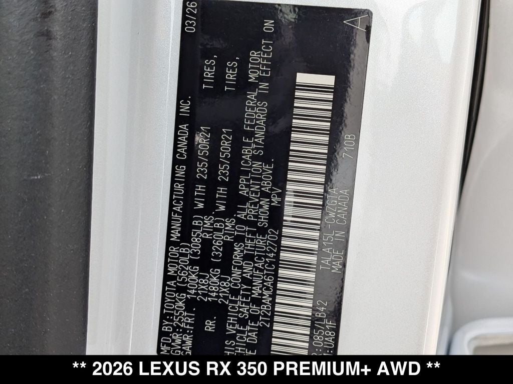 2026 Lexus RX 350 Premium+