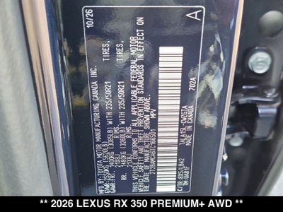 2026 Lexus RX 350 Premium+
