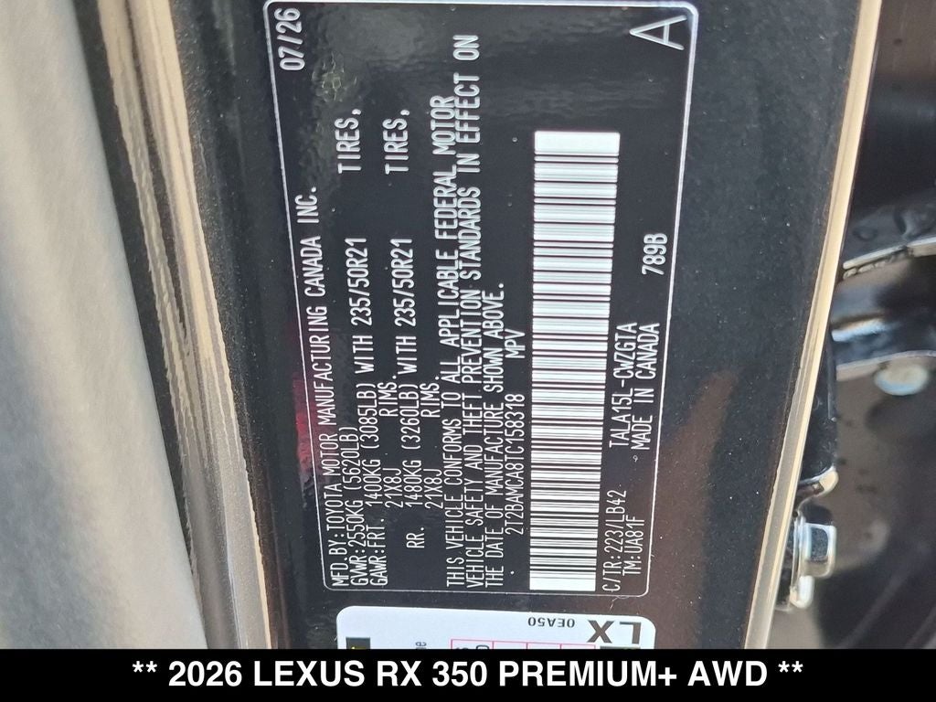 2026 Lexus RX PREMIUM PLUS