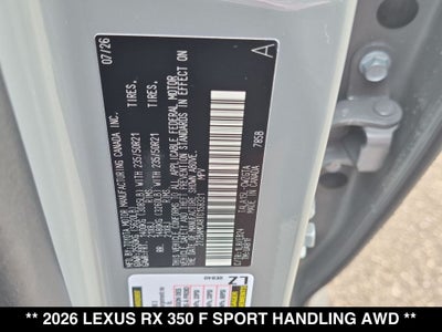 2026 Lexus RX 350 F Sport Handling
