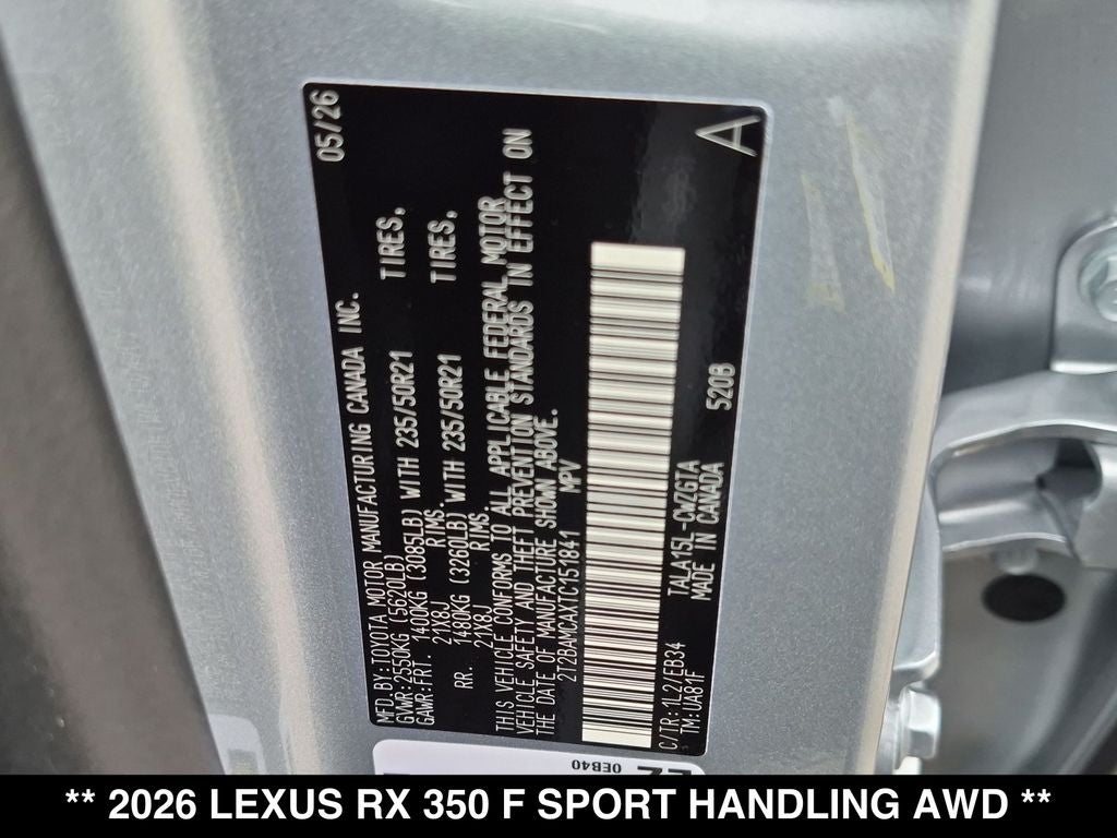 2026 Lexus RX F SPORT HANDLING AWD