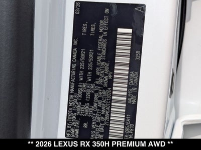2026 Lexus RX 350h Premium