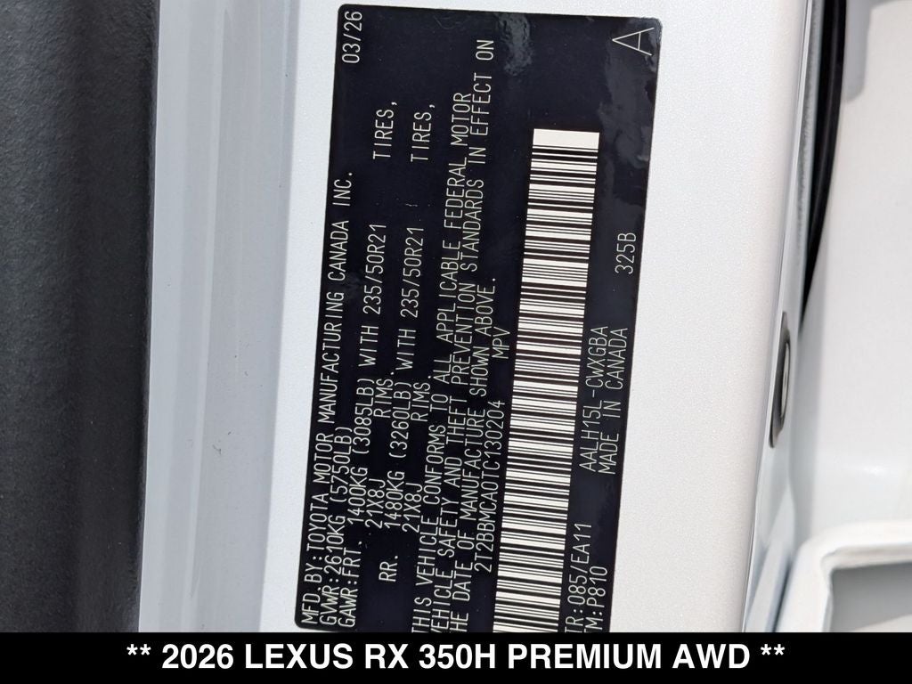 2026 Lexus RX 350h Premium