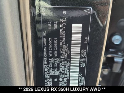 2026 Lexus RX 350h Luxury