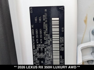 2026 Lexus RX 350h Luxury