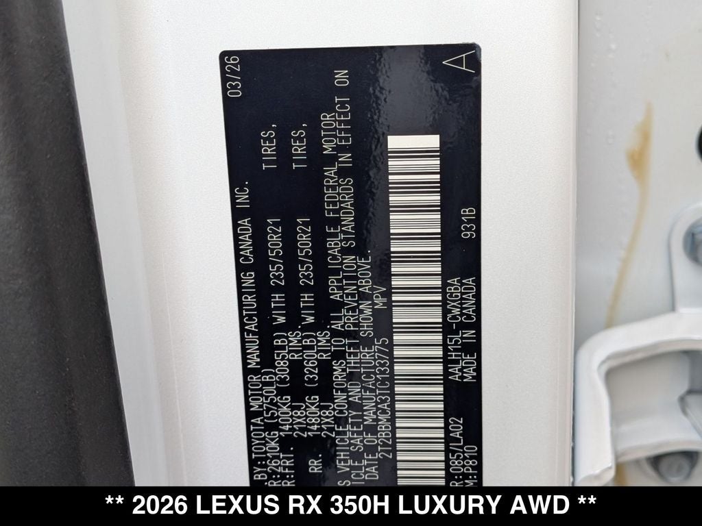 2026 Lexus RX 350h Luxury