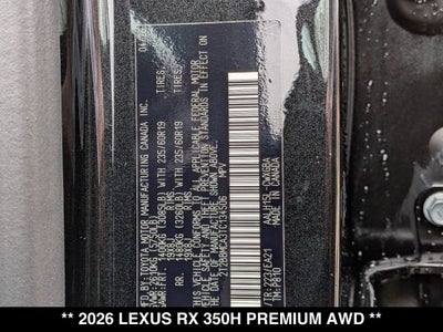 2026 Lexus RX 350h Premium