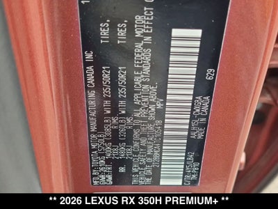 2026 Lexus RX 350h Premium+