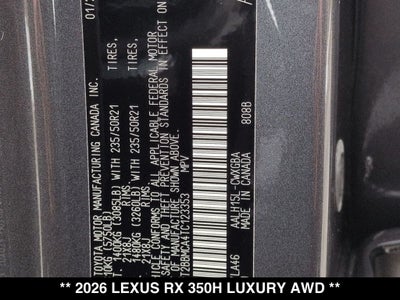 2026 Lexus RX 350h Luxury