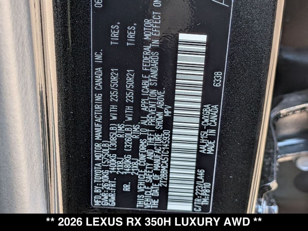 2026 Lexus RX LUXURY