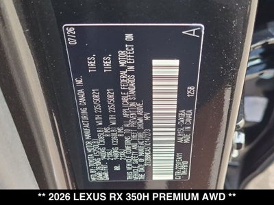 2026 Lexus RX PREMIUM