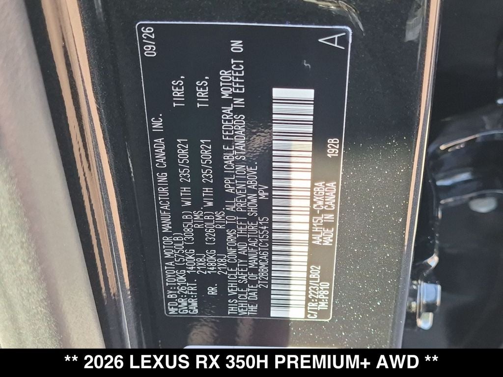 2026 Lexus RX 350h Premium+