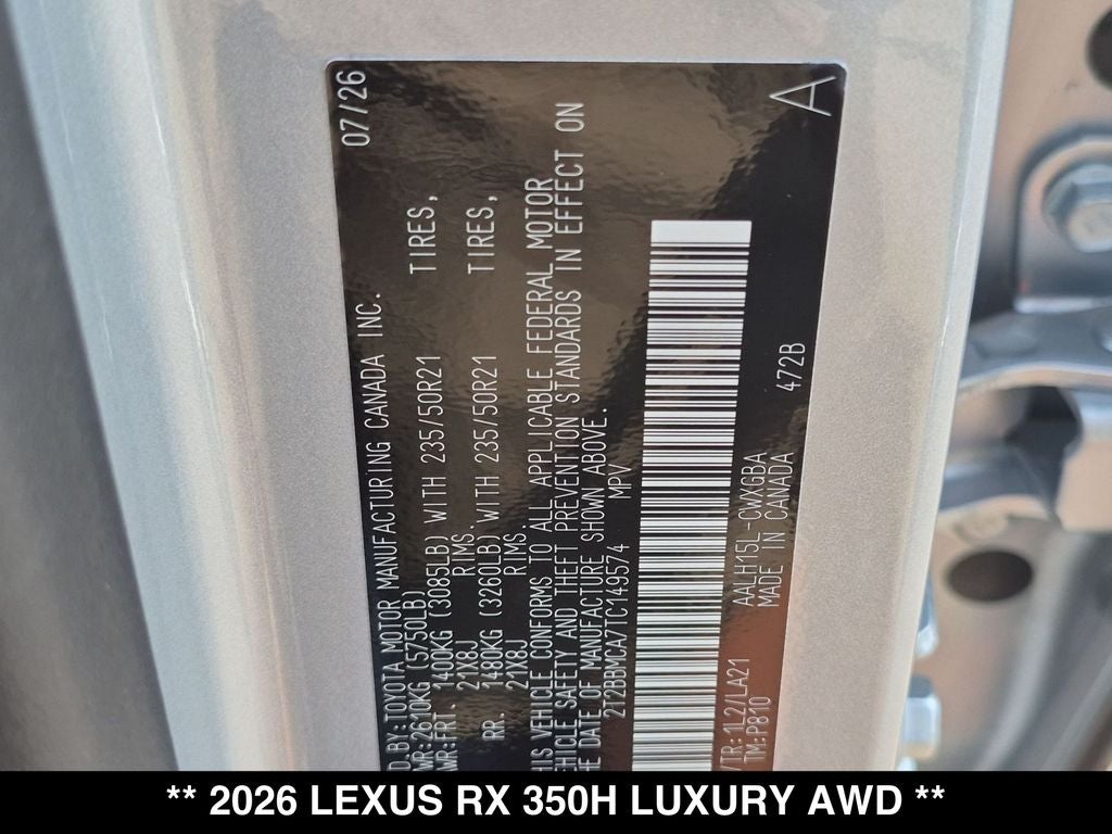 2026 Lexus RX LUXURY