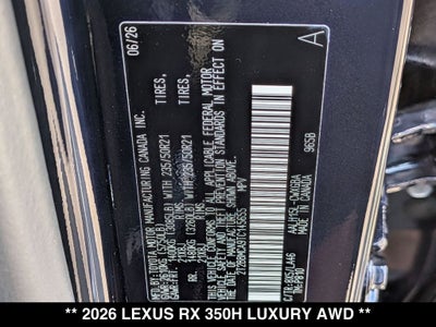 2026 Lexus RX 350h Luxury