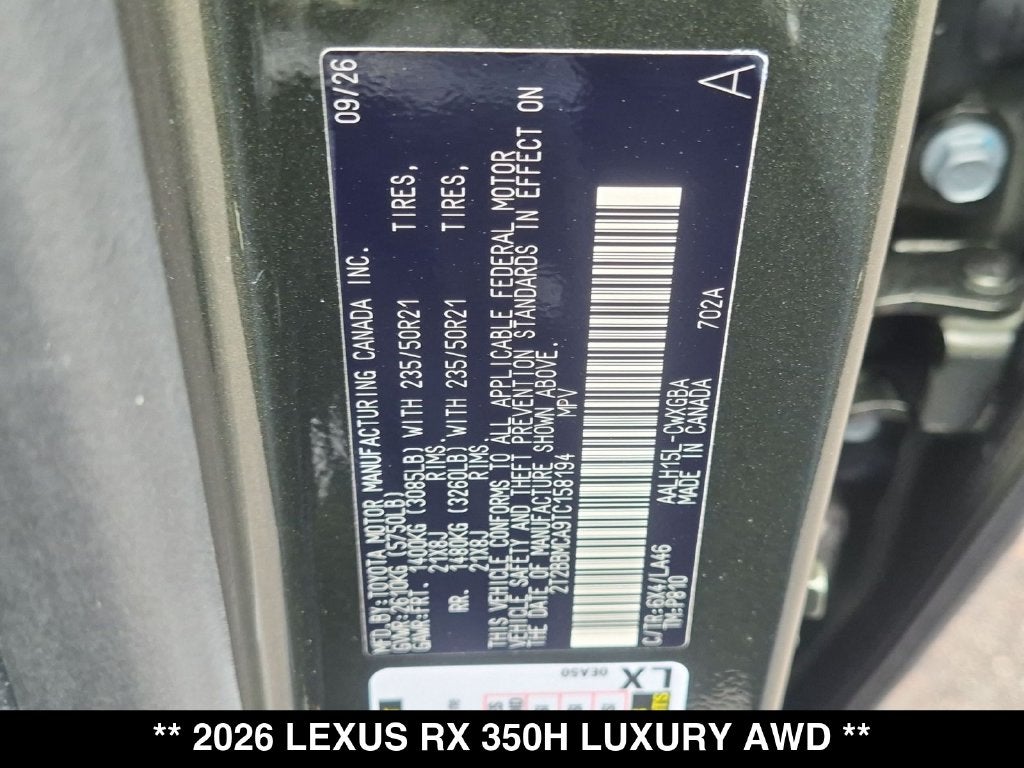 2026 Lexus RX LUXURY