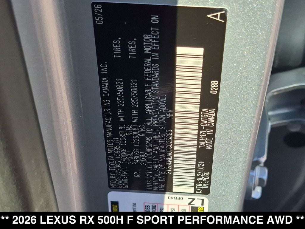 2026 Lexus RX F SPORT PERFORMANCE AWD