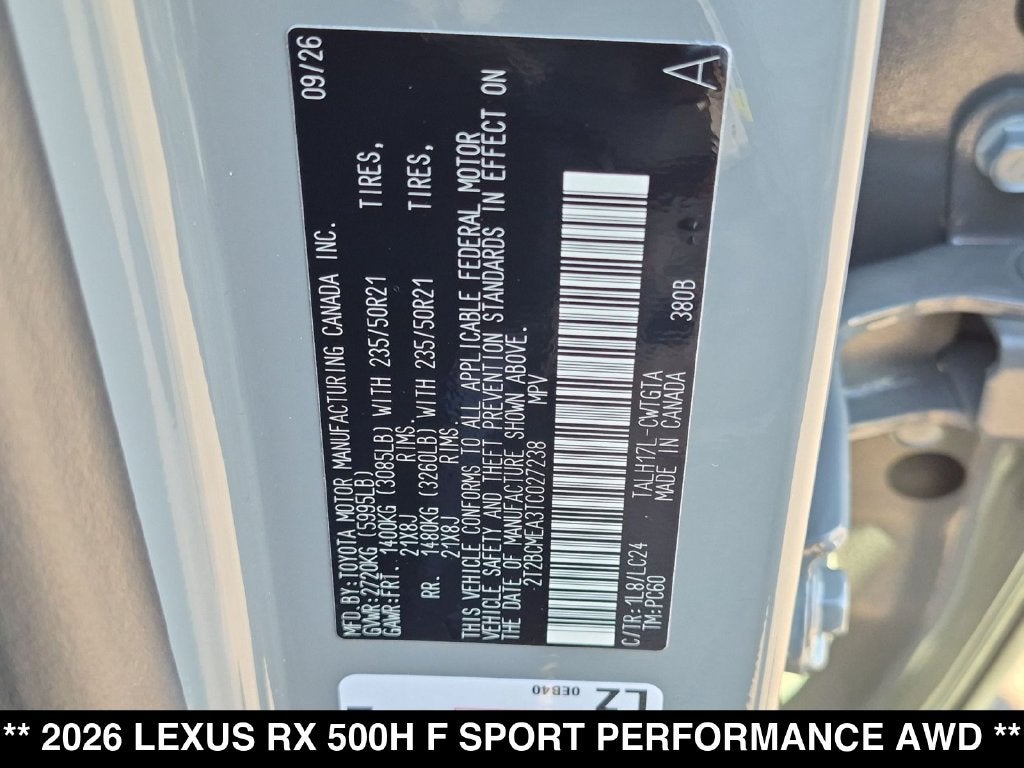 2026 Lexus RX F SPORT PERFORMANCE AWD