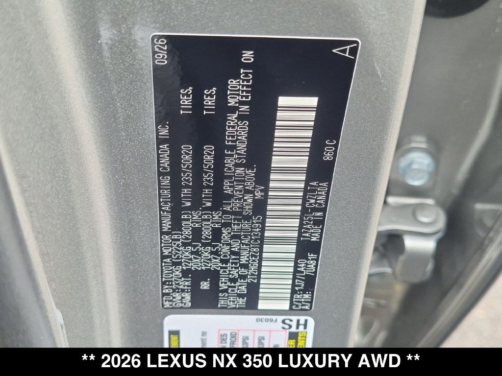 2026 Lexus NX LUXURY AWD