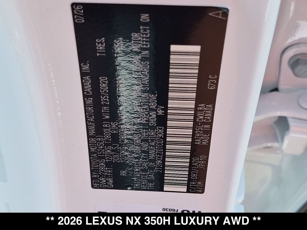 2026 Lexus NX 350h Luxury