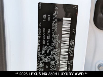 2026 Lexus NX 350h Luxury