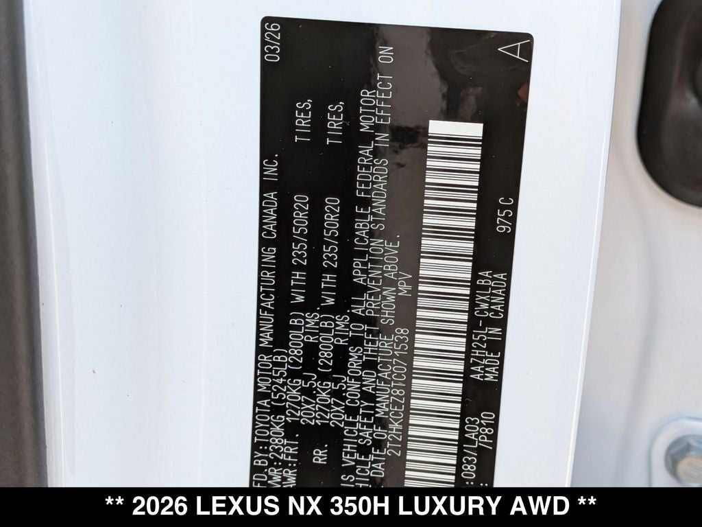 2026 Lexus NX 350h Luxury