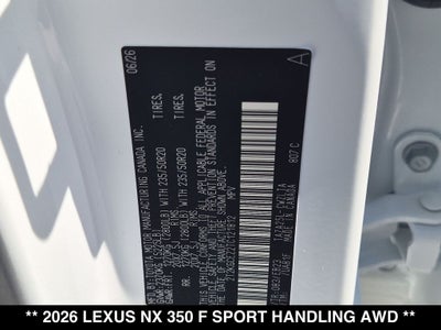 2026 Lexus NX F SPORT HANDLING AWD