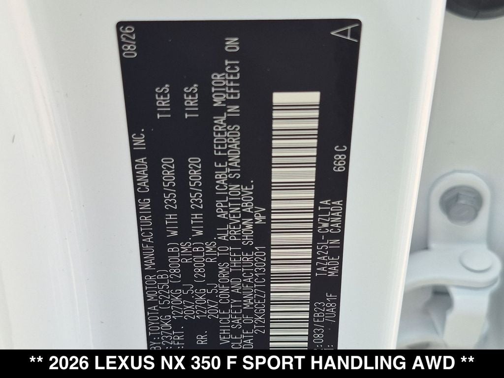 2026 Lexus NX F SPORT HANDLING AWD