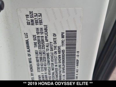 2019 Honda Odyssey Elite