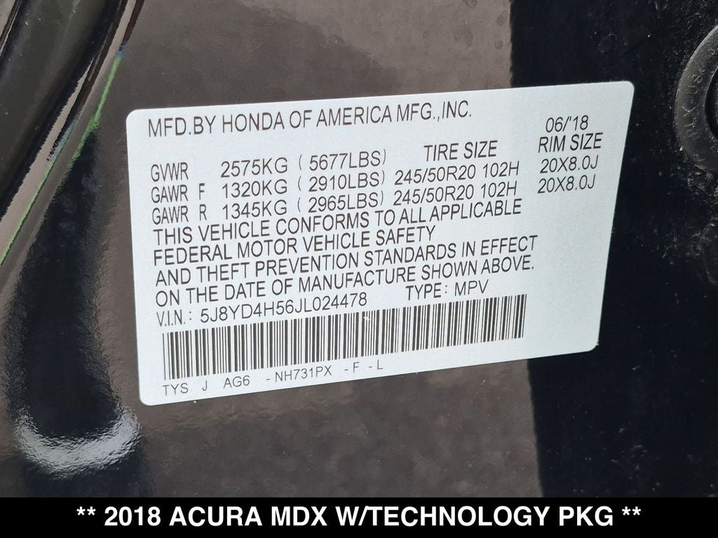 2018 Acura MDX 3.5L SH-AWD w/Technology Package