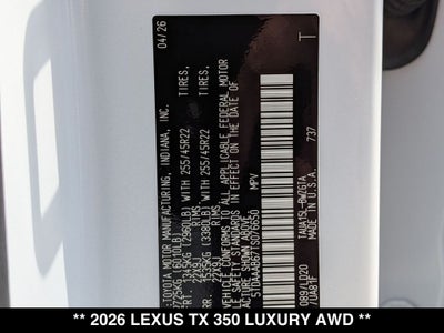 2026 Lexus TX 350 Luxury