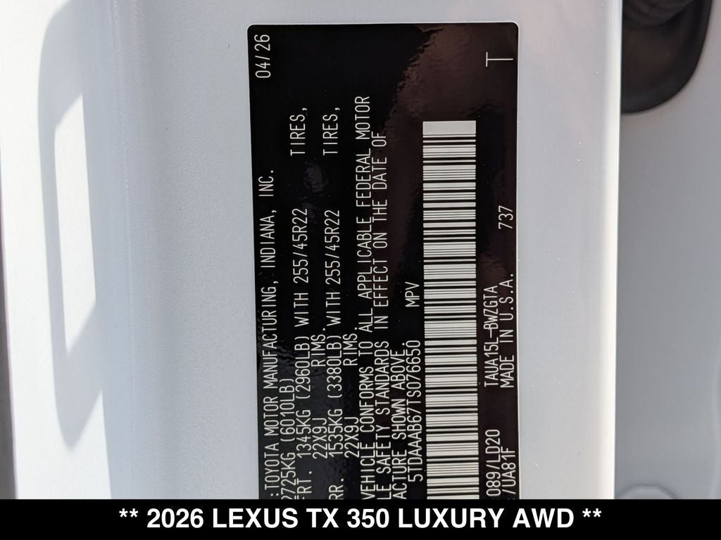 2026 Lexus TX 350 Luxury