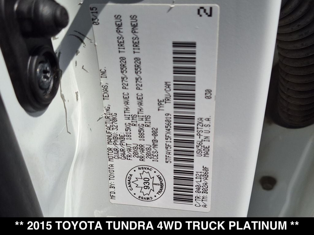 2015 Toyota Tundra Platinum 5.7L V8