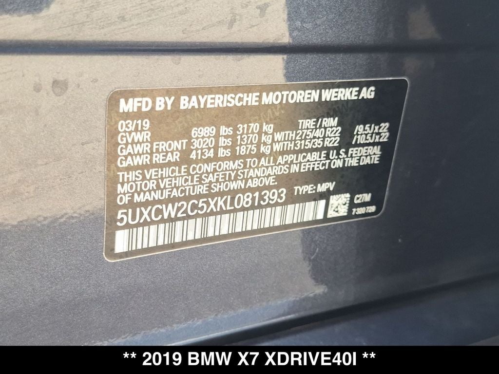 2019 BMW X7 xDrive40i