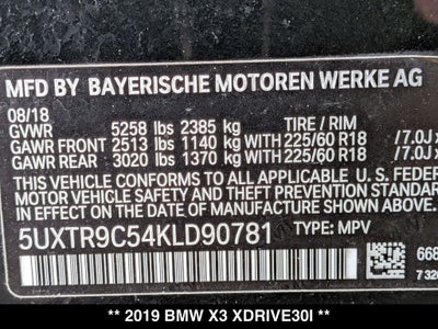 2019 BMW X3 xDrive30i