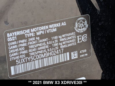 2021 BMW X3 xDrive30i M Sport