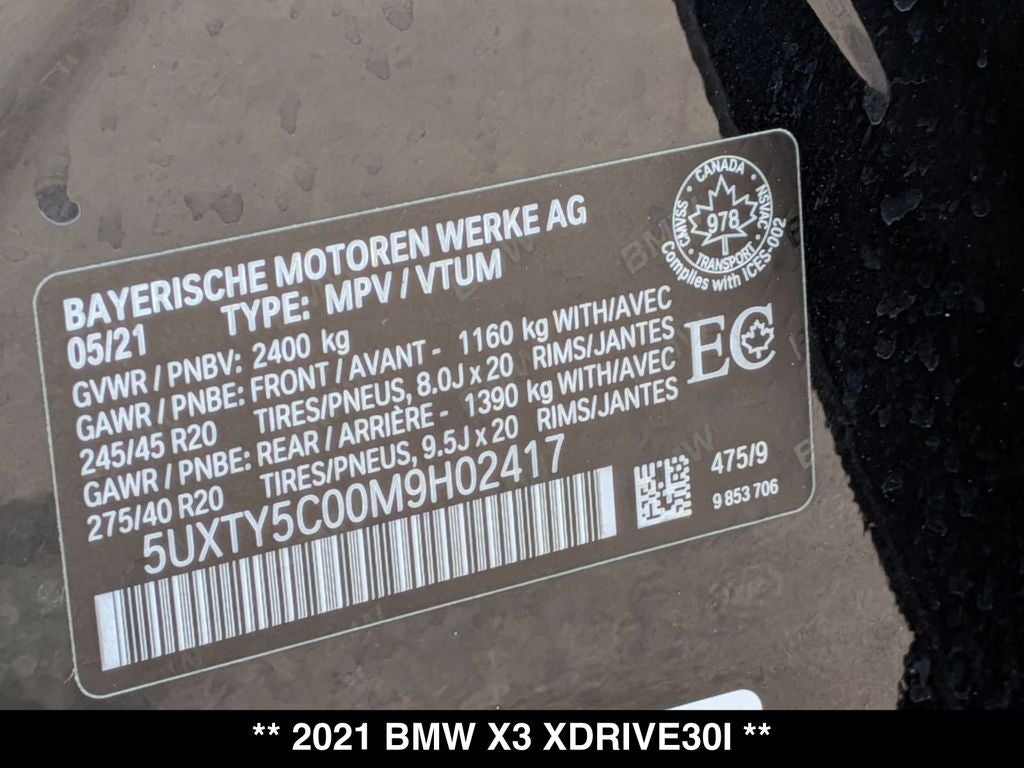 2021 BMW X3 xDrive30i M Sport
