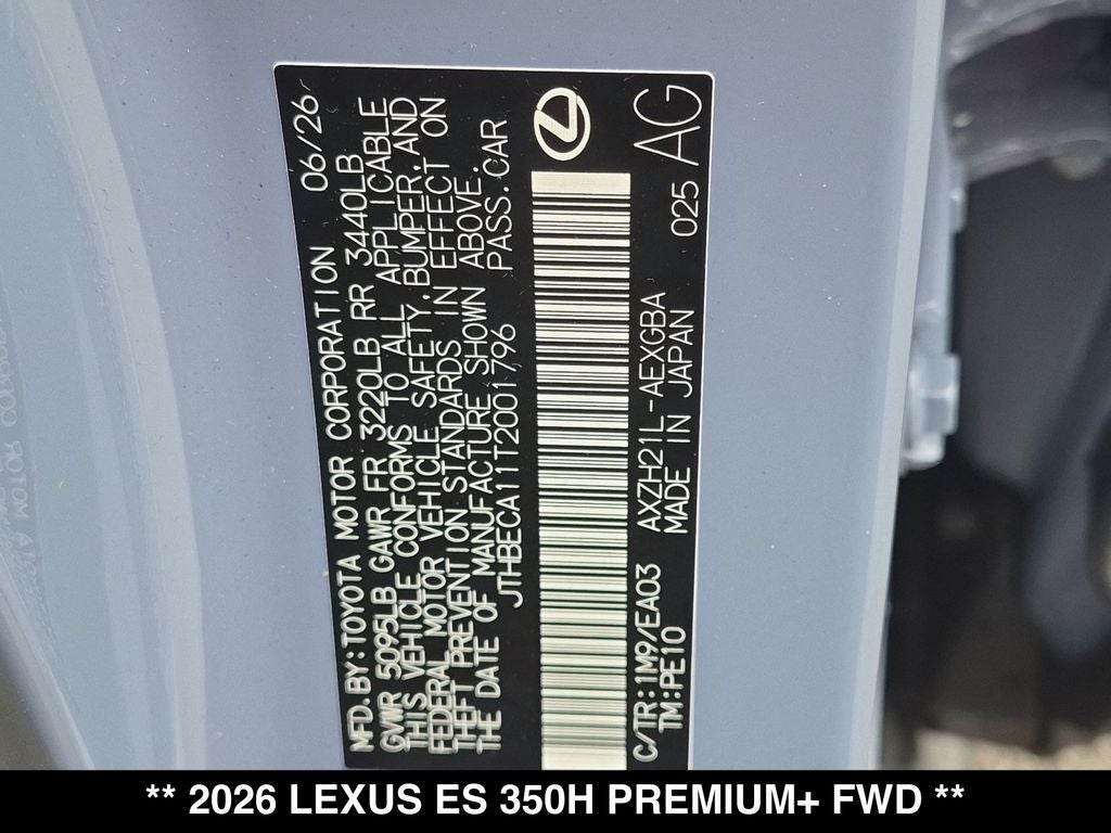 2026 Lexus ES ES 350h Premium+
