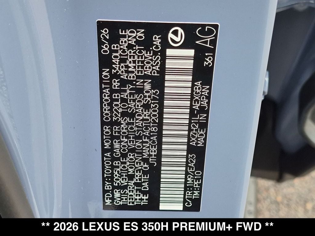 2026 Lexus ES PREMIUM PLUS