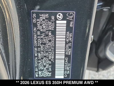 2026 Lexus ES PREMIUM AWD
