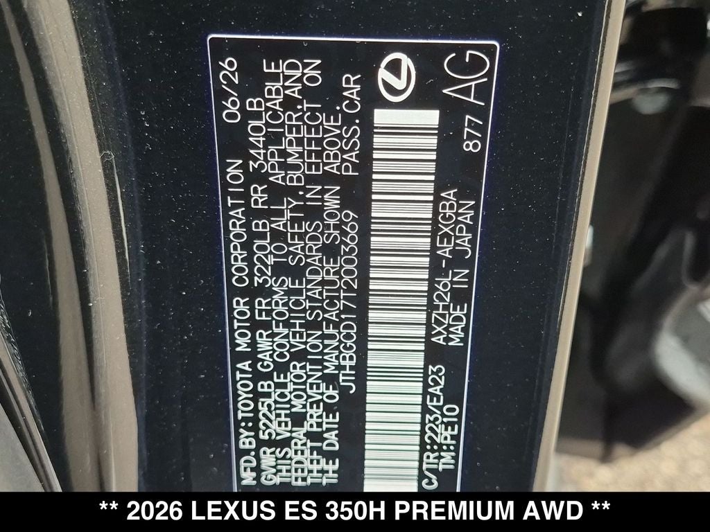 2026 Lexus ES PREMIUM AWD